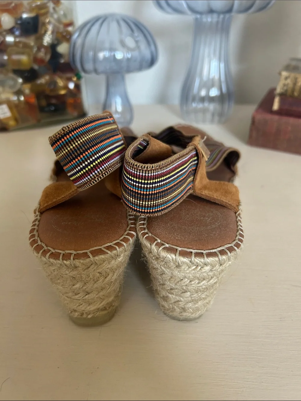 Women’s Toni Pons Tan Espadrille Sandals with Multicolor Straps